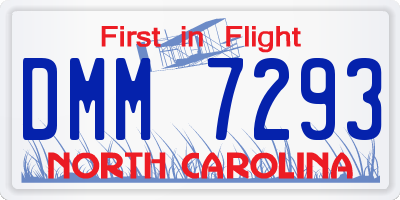 NC license plate DMM7293