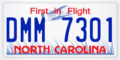 NC license plate DMM7301