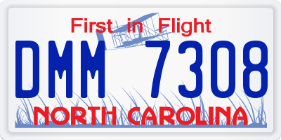 NC license plate DMM7308