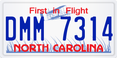 NC license plate DMM7314