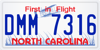 NC license plate DMM7316