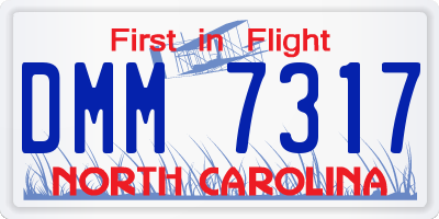 NC license plate DMM7317