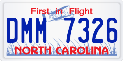 NC license plate DMM7326