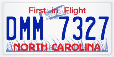 NC license plate DMM7327