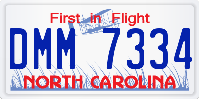 NC license plate DMM7334