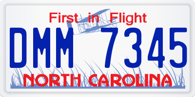 NC license plate DMM7345