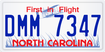 NC license plate DMM7347