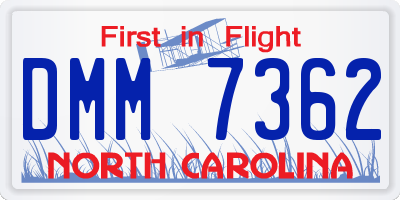 NC license plate DMM7362