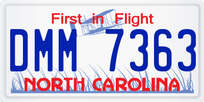 NC license plate DMM7363