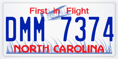 NC license plate DMM7374