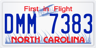 NC license plate DMM7383