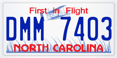 NC license plate DMM7403