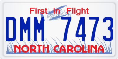 NC license plate DMM7473