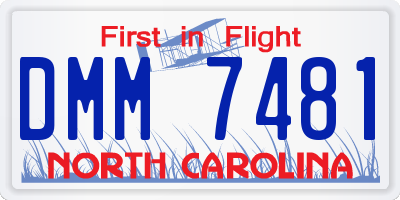 NC license plate DMM7481
