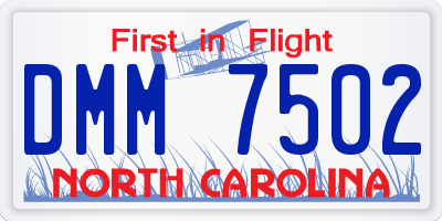 NC license plate DMM7502