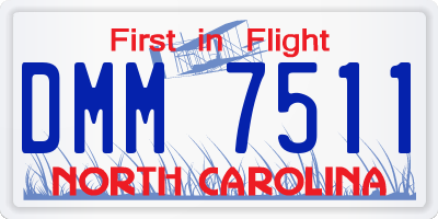 NC license plate DMM7511