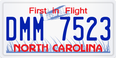 NC license plate DMM7523