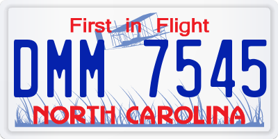NC license plate DMM7545
