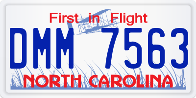 NC license plate DMM7563