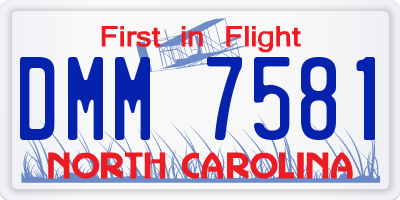 NC license plate DMM7581