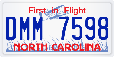 NC license plate DMM7598