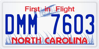 NC license plate DMM7603