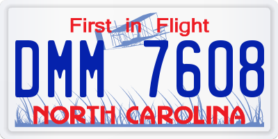 NC license plate DMM7608
