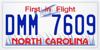 NC license plate DMM7609
