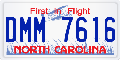 NC license plate DMM7616