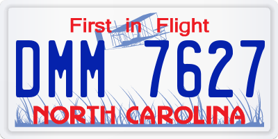 NC license plate DMM7627