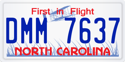 NC license plate DMM7637