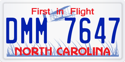 NC license plate DMM7647