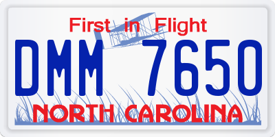 NC license plate DMM7650