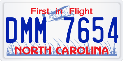 NC license plate DMM7654