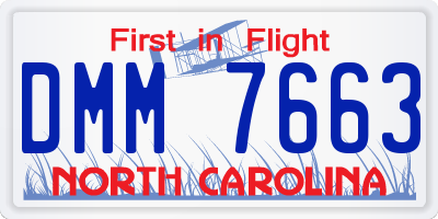 NC license plate DMM7663