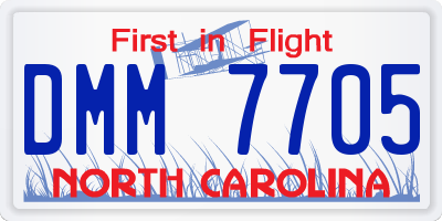 NC license plate DMM7705