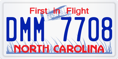 NC license plate DMM7708