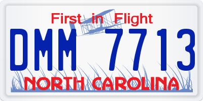NC license plate DMM7713