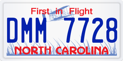 NC license plate DMM7728
