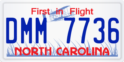 NC license plate DMM7736