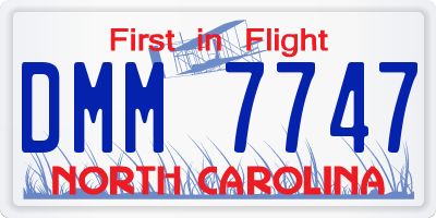NC license plate DMM7747
