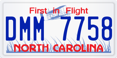 NC license plate DMM7758