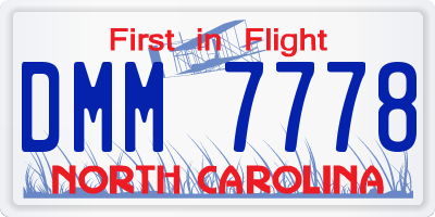 NC license plate DMM7778