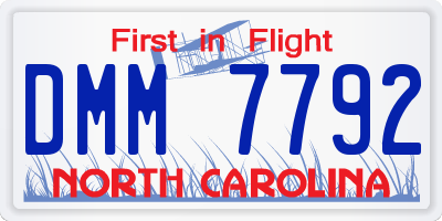 NC license plate DMM7792