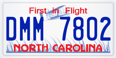 NC license plate DMM7802