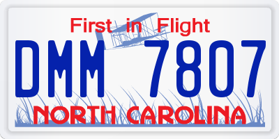 NC license plate DMM7807