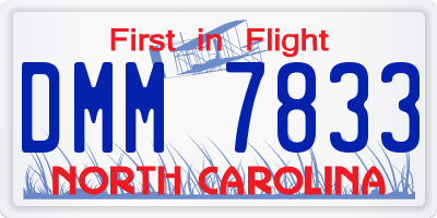 NC license plate DMM7833