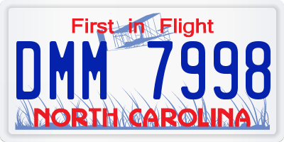 NC license plate DMM7998