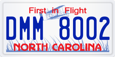 NC license plate DMM8002
