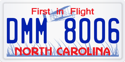 NC license plate DMM8006